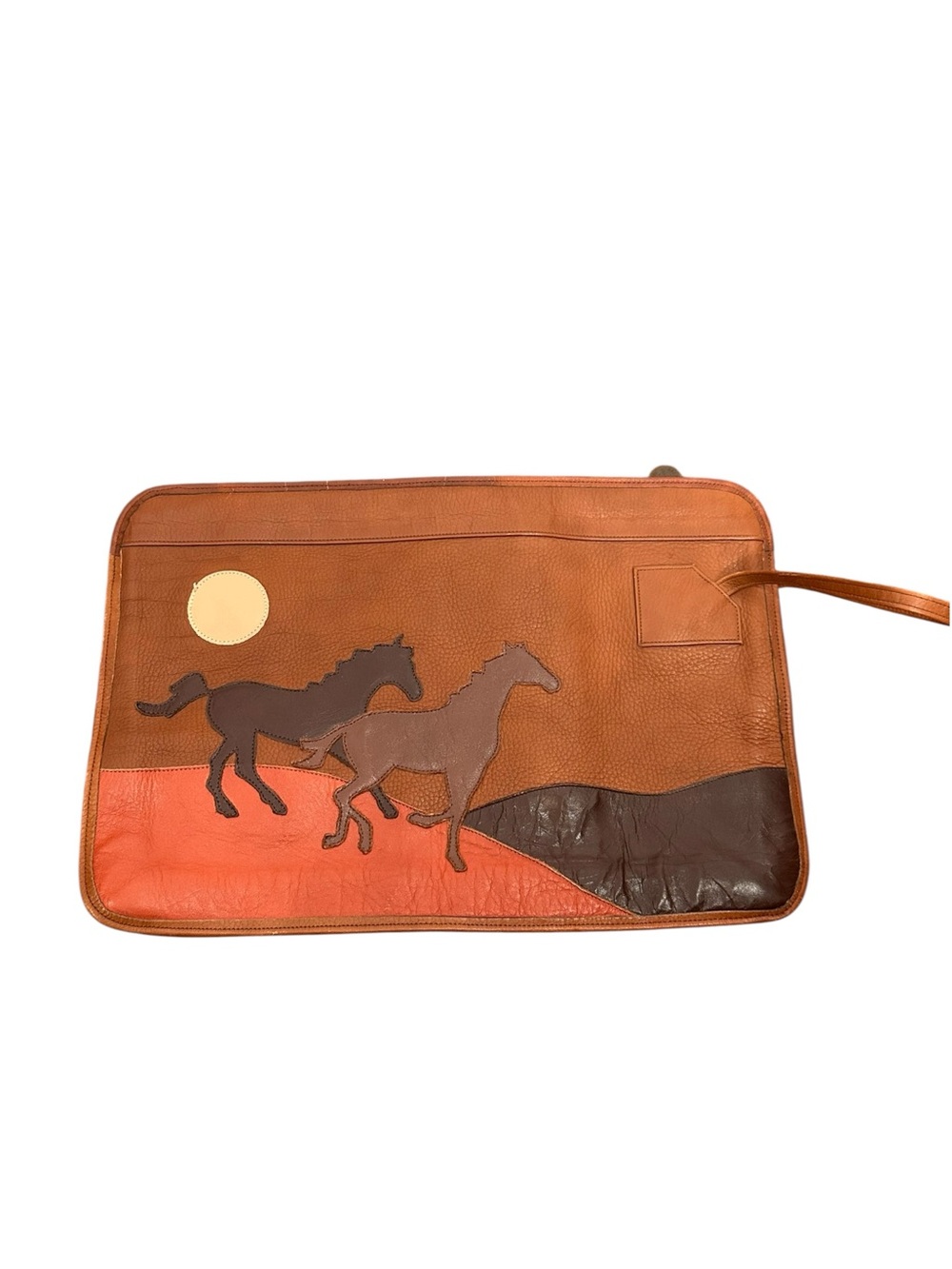 vintage Salaminder limited edition Meeker Co portfolio clutch. Leather. Western